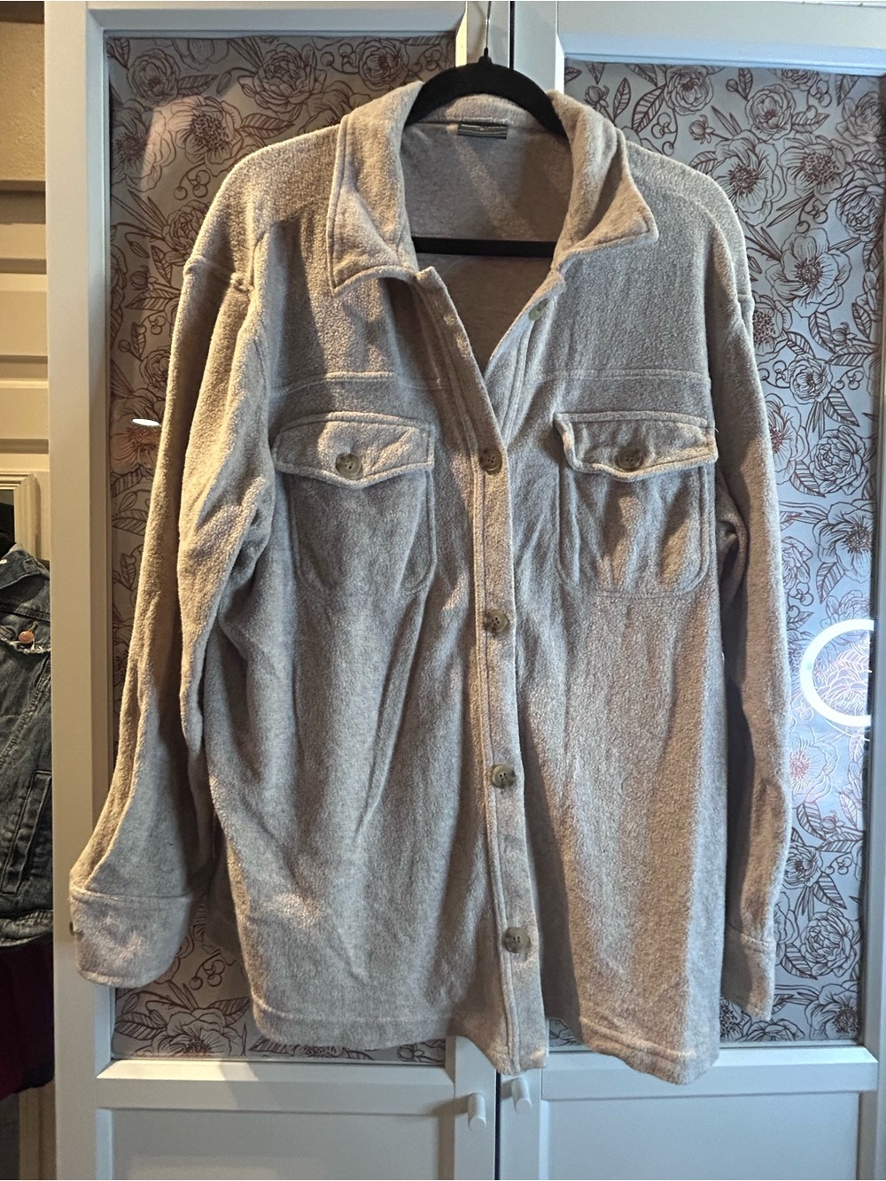 32 Degrees Beige Heather  Button-Front Women’s Shirt Jacket